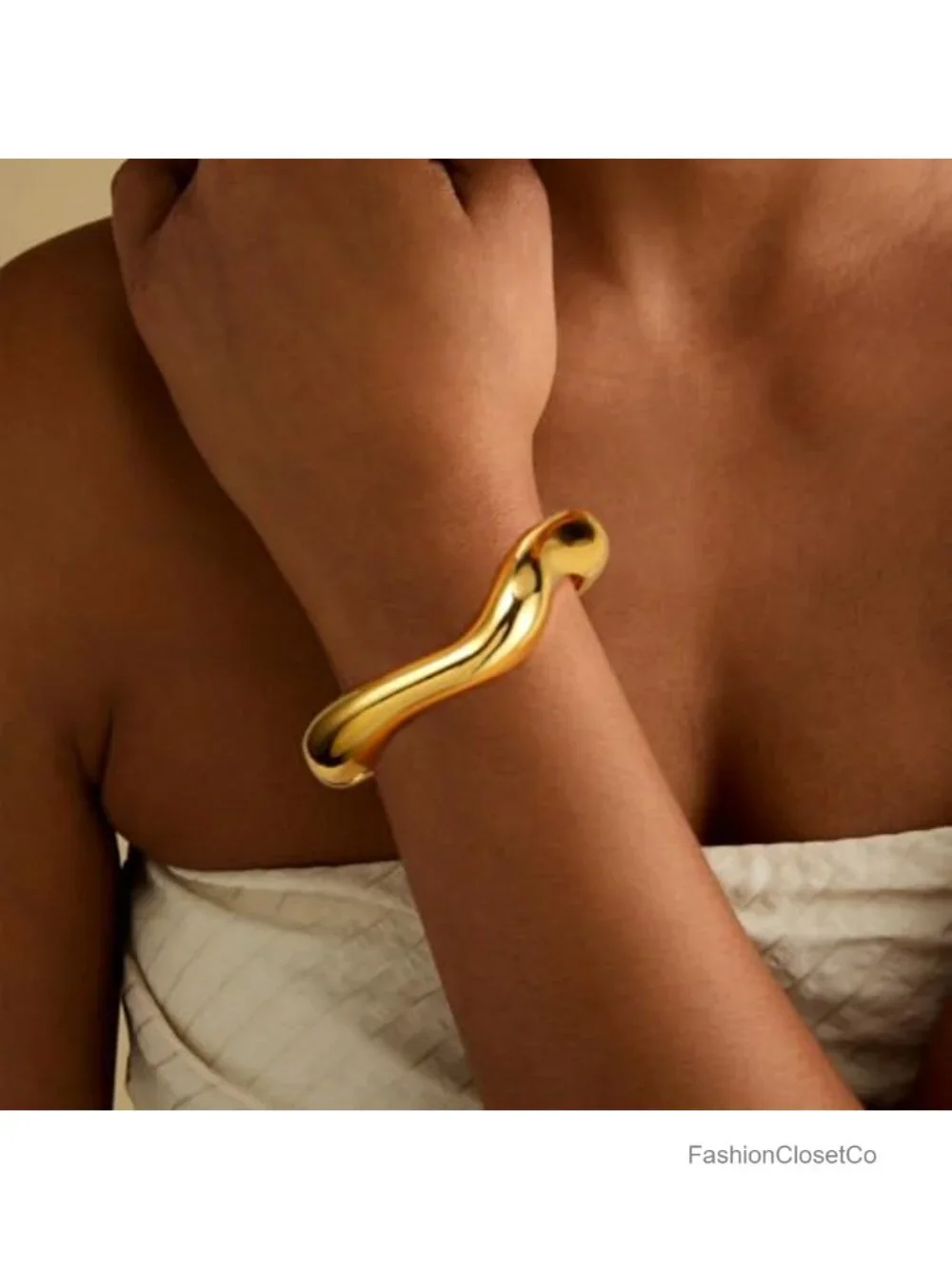 Chunky Gold Plated Bangle Bracelet Set Hinged Cuff Trendy Arm Jewelry